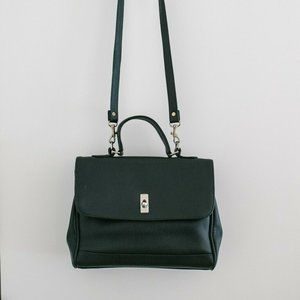 Evan Picone Dark Green Pebbled Leather Crossbody